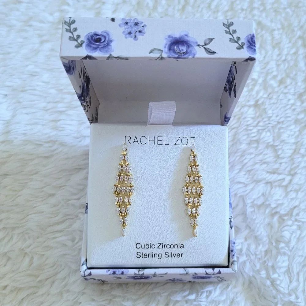 Rachel Zoe Gold💛 Diamond♦️ Shaped Flapper💃 Style Earrings - NIB